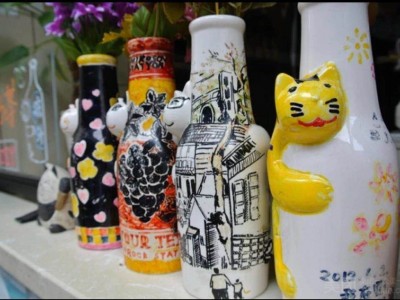 周三--DIY手绘陶瓷猫瓶